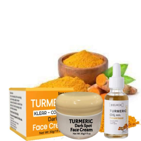 Turmeric Dark Spot Cream Lemon Skin Glow Brightening Oil & Cream Set - Picture 1 of 2